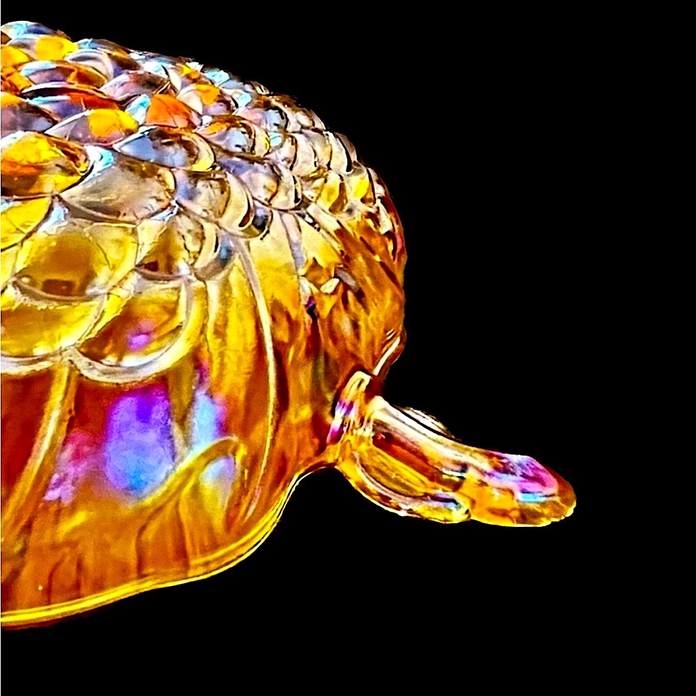 13x9.5” VINTAGE INDIANA GLASS LARGE CARNIVAL GLASS HEAVY ACCENT FRUIT BOWL - Picture 5 of 13